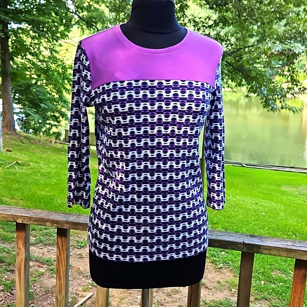 Kim Roger's Purple Quarter Length Blouse